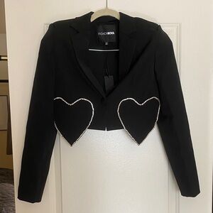 Fashion Nova Black Blazer with Heart Accents